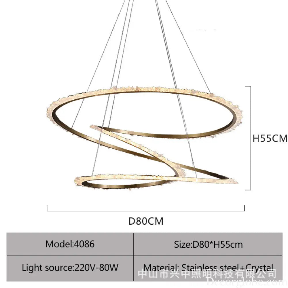 Maya Post-Modern Three Ring Crystal Chandelier D80 H55 Three Rings Chandelier