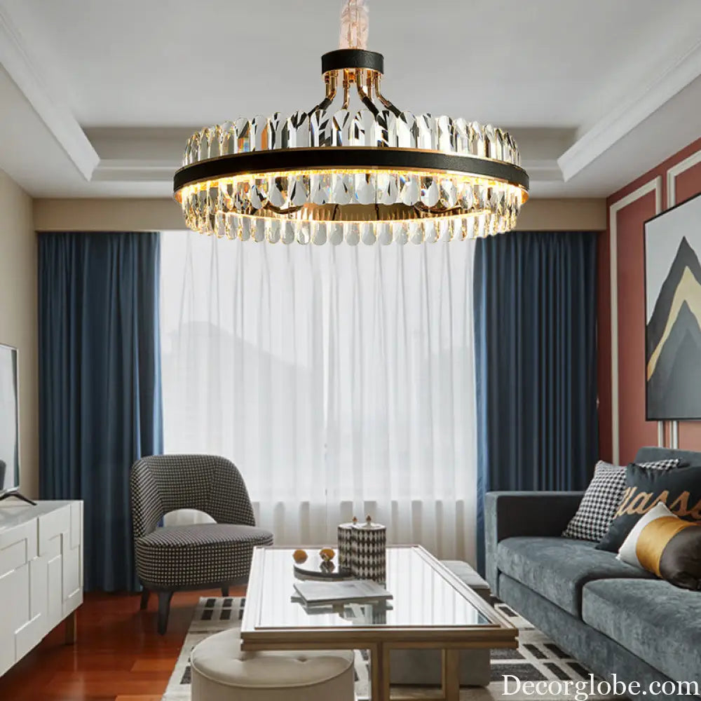 Luna's Modern Black Crystal Chandelier: Elegance and Simplicity - DecorGlobe