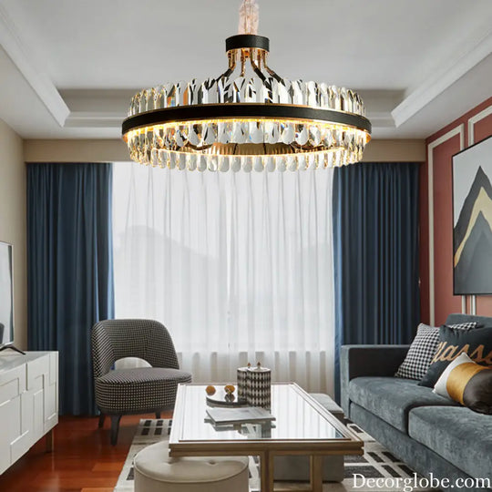 Luna's Modern Black Crystal Chandelier: Elegance and Simplicity - DecorGlobe