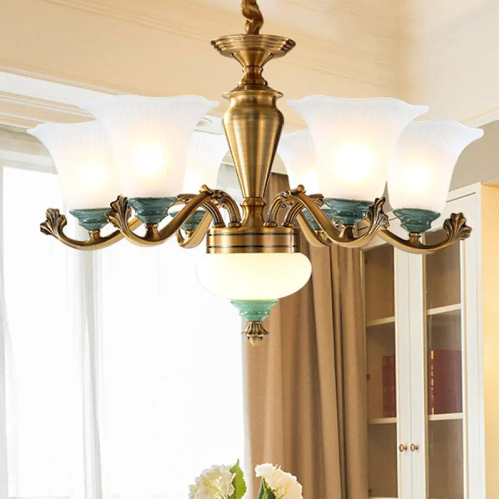 Sleek Opal Glass Pendant Chandelier with Brass Suspension - Perfect for Dining Rooms 6 / White