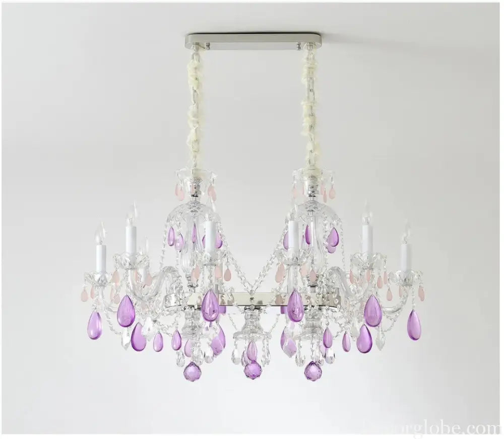 Modern Clear Purple Crystal Chandelier Lustre Crystal Chandelier Decora Candle 6arms Lustres De Cristal Chandelier AC