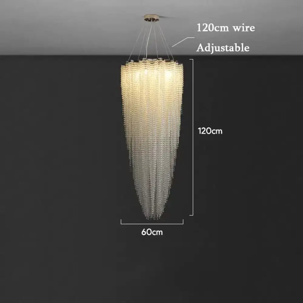 Modern Crystal Chandelier - Luxury Staircase Illumination with Chrome Accents and LED Elegance - DecorGlobe