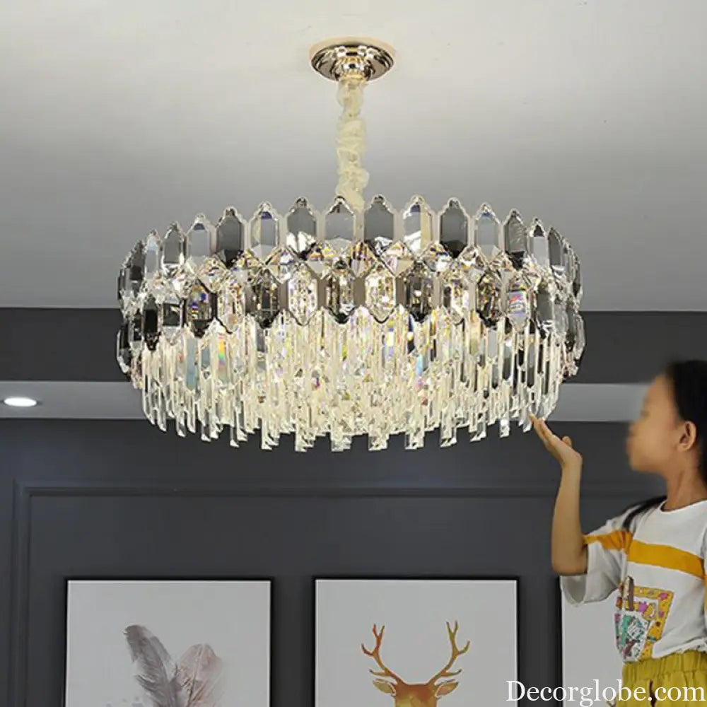 Gabriela Modern Crystal Chandelier - Smoke Grey Tiered Pendant (Multiple Sizes) - DecorGlobe
