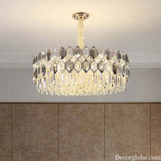 Gabriela Modern Crystal Chandelier - Smoke Grey Tiered Pendant (Multiple Sizes) - DecorGlobe