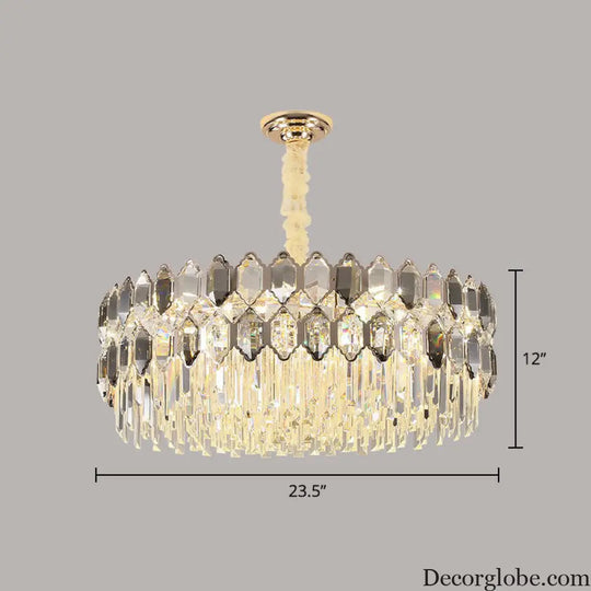 Gabriela Modern Crystal Chandelier - Smoke Grey Tiered Pendant (Multiple Sizes) - DecorGlobe