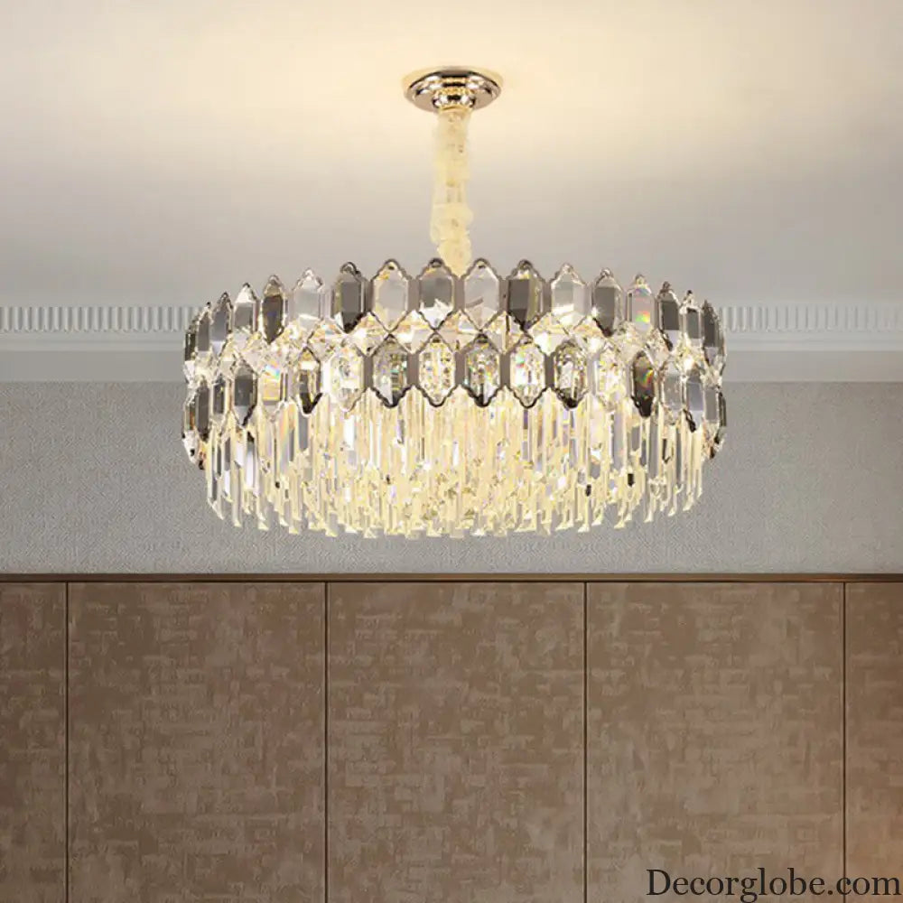 Gabriela Modern Crystal Chandelier - Smoke Grey Tiered Pendant (Multiple Sizes) - DecorGlobe