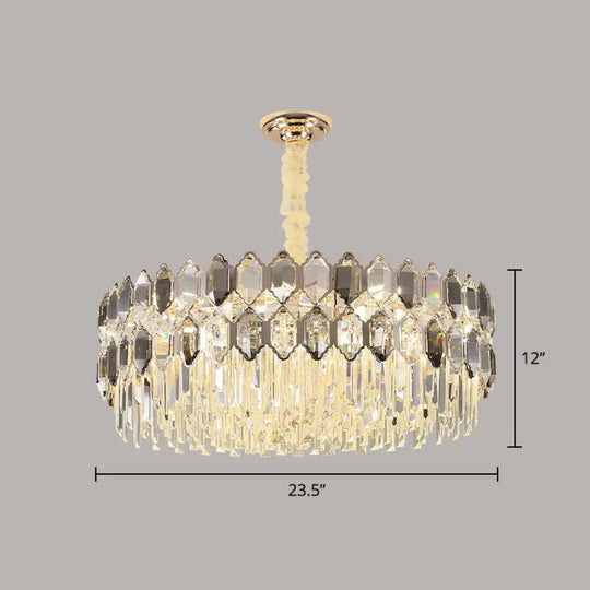 Gabriela Modern Crystal Chandelier - Smoke Grey Tiered Pendant (Multiple Sizes) - DecorGlobe