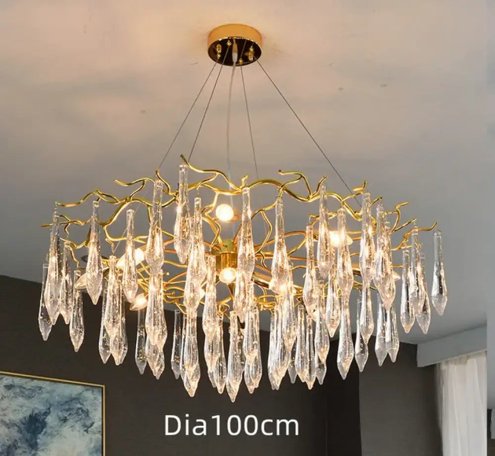 Modern Crystal Chandeliers - Luxury Living and Dining Room Lighting with Bar Design, Featuring Branch Pendant Lights and Crystal Water Drop Accents - DecorGlobe