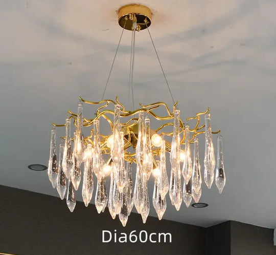 Modern Crystal Chandeliers - Luxury Living and Dining Room Lighting with Bar Design, Featuring Branch Pendant Lights and Crystal Water Drop Accents - DecorGlobe
