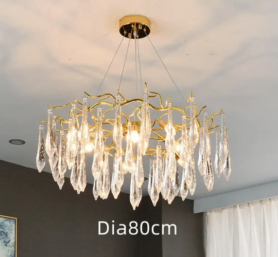 Modern Crystal Chandeliers - Luxury Living and Dining Room Lighting with Bar Design, Featuring Branch Pendant Lights and Crystal Water Drop Accents - DecorGlobe