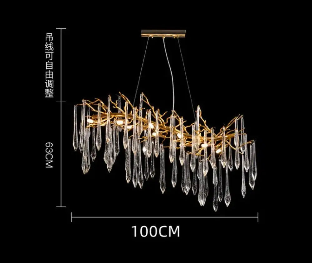 Modern Crystal Chandeliers - Luxury Living and Dining Room Lighting with Bar Design, Featuring Branch Pendant Lights and Crystal Water Drop Accents - DecorGlobe