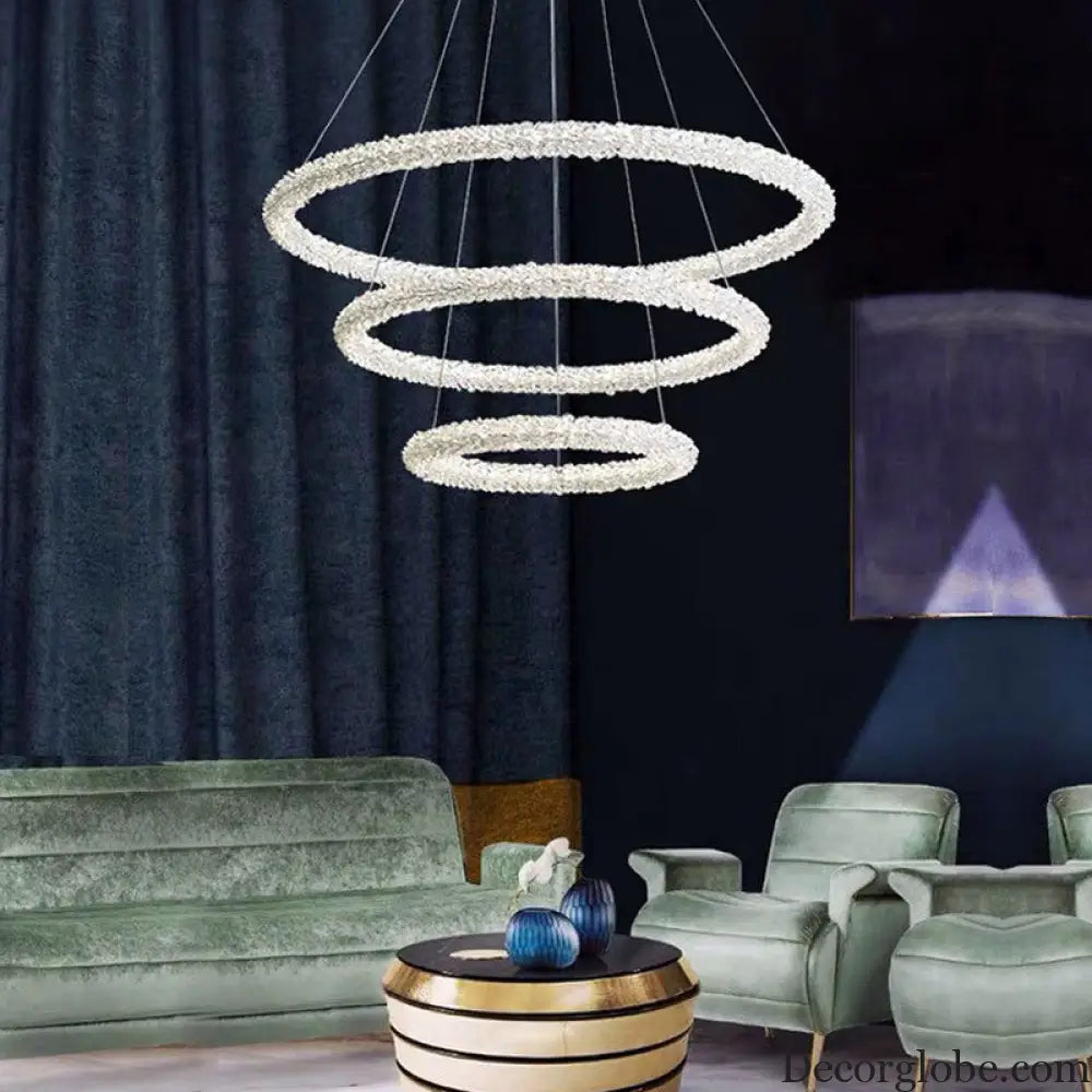 Diana - Modern Crystal Circle Chandelier (Choose Your Size & Tiers) - DecorGlobe