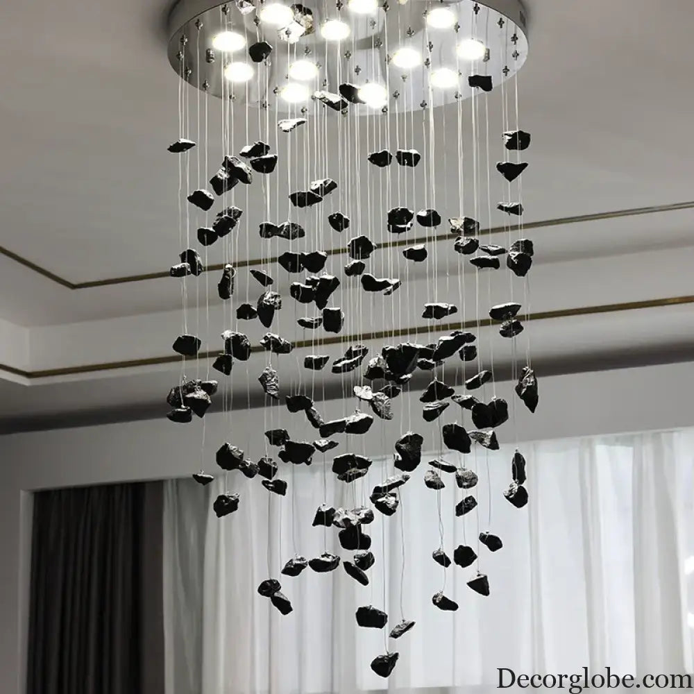 Modern Crystal Stone Chandelier - LED Home Decor Lighting Fixture with Creative Design, Colorful Oval Lustre for Dining Rooms - DecorGlobe