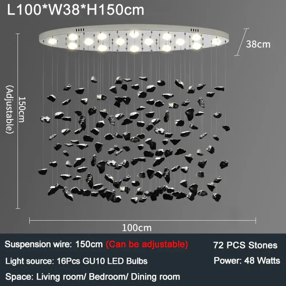 Modern Crystal Stone Chandelier - LED Home Decor Lighting Fixture with Creative Design, Colorful Oval Lustre for Dining Rooms - DecorGlobe