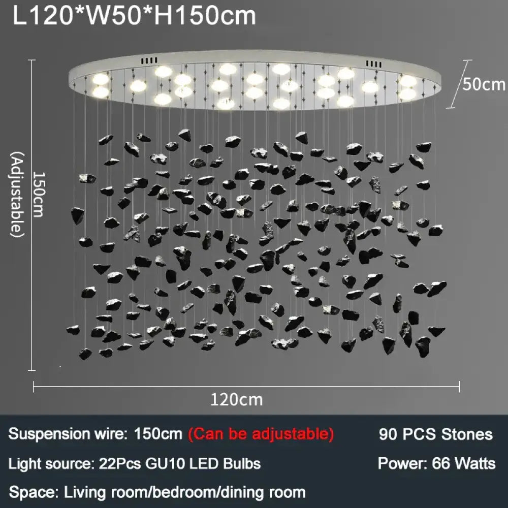 Modern Crystal Stone Chandelier - LED Home Decor Lighting Fixture with Creative Design, Colorful Oval Lustre for Dining Rooms - DecorGlobe