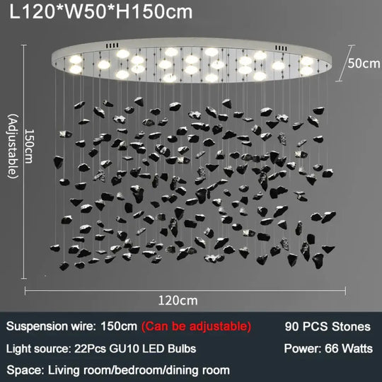 Modern Crystal Stone Chandelier - LED Home Decor Lighting Fixture with Creative Design, Colorful Oval Lustre for Dining Rooms - DecorGlobe