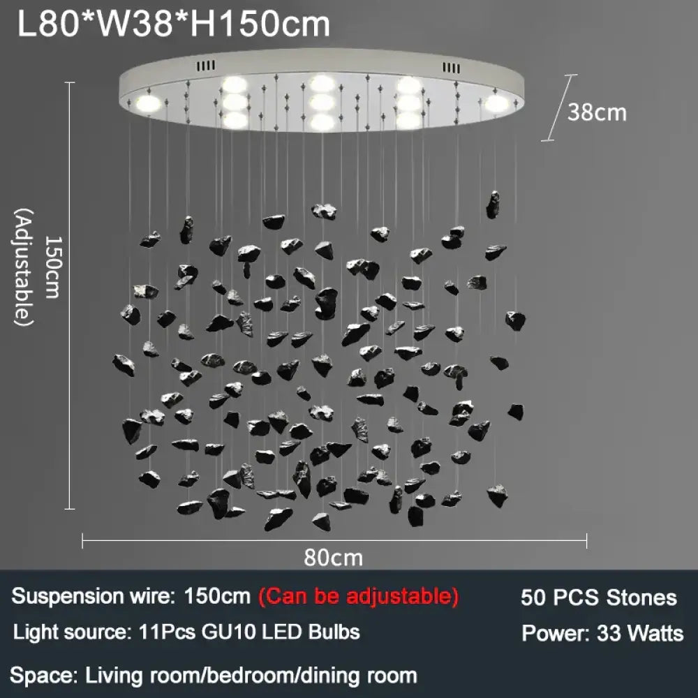 Modern Crystal Stone Chandelier - LED Home Decor Lighting Fixture with Creative Design, Colorful Oval Lustre for Dining Rooms - DecorGlobe