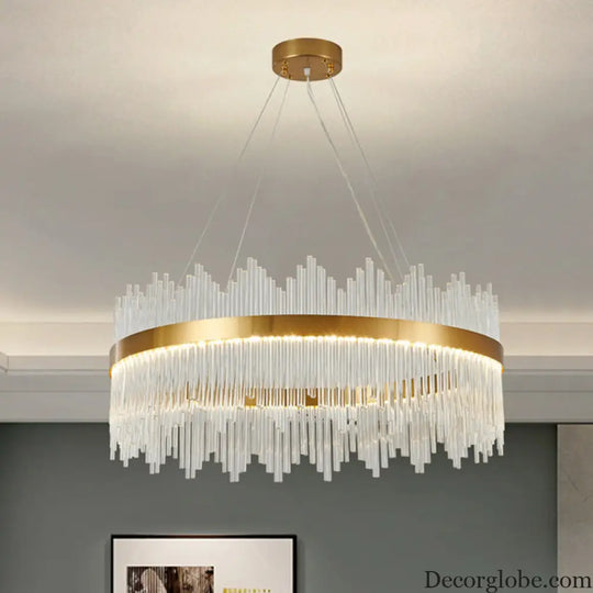 Adjustable Glass Crystal Drum Chandelier Pendant Light for Modern Living Rooms