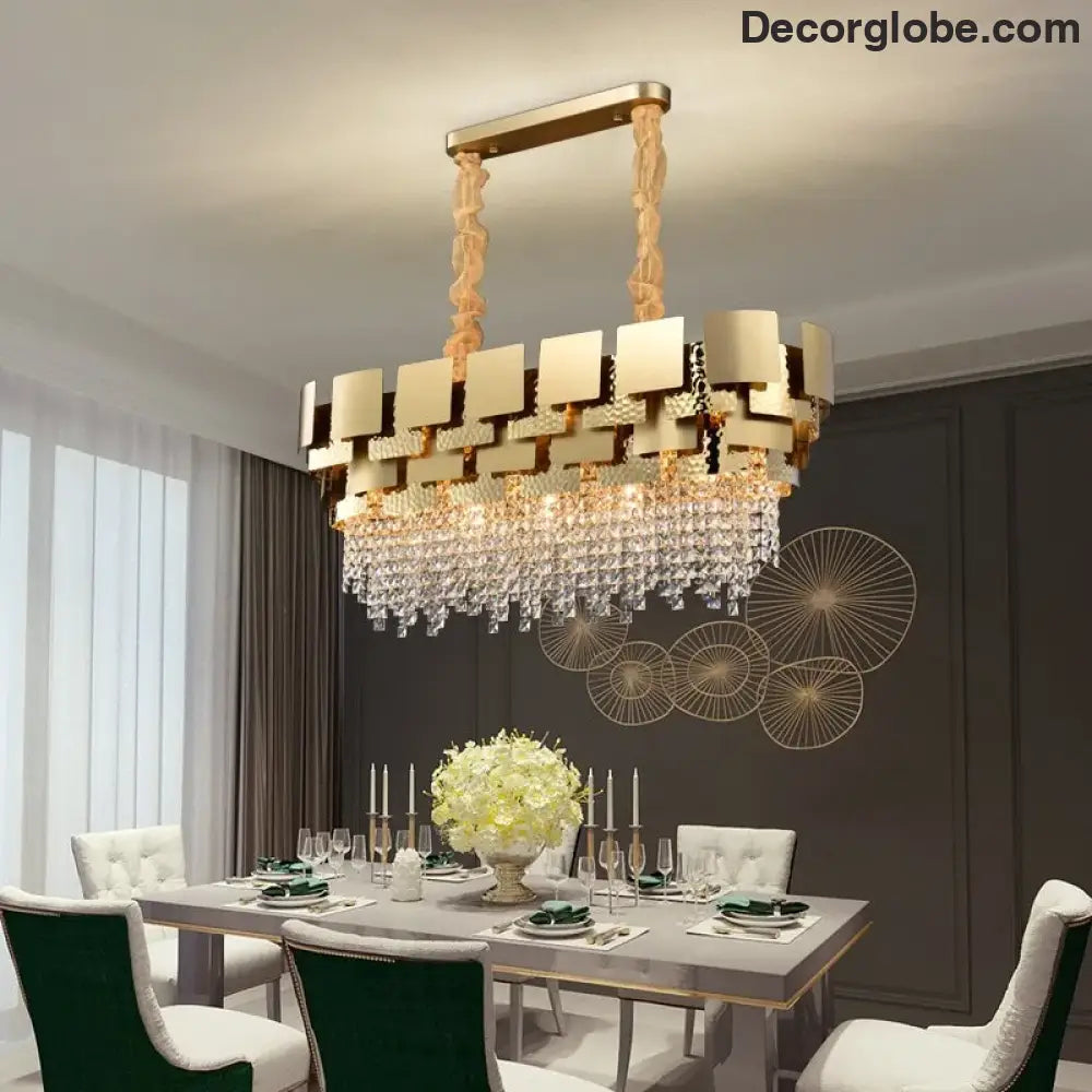 Modern Golden Stainless Steel Chandelier - Elegance for Living and Dining in Villas and Duplex Buildings - DecorGlobe