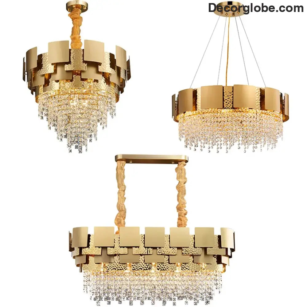 Modern Golden Stainless Steel Chandelier - Elegance for Living and Dining in Villas and Duplex Buildings - DecorGlobe