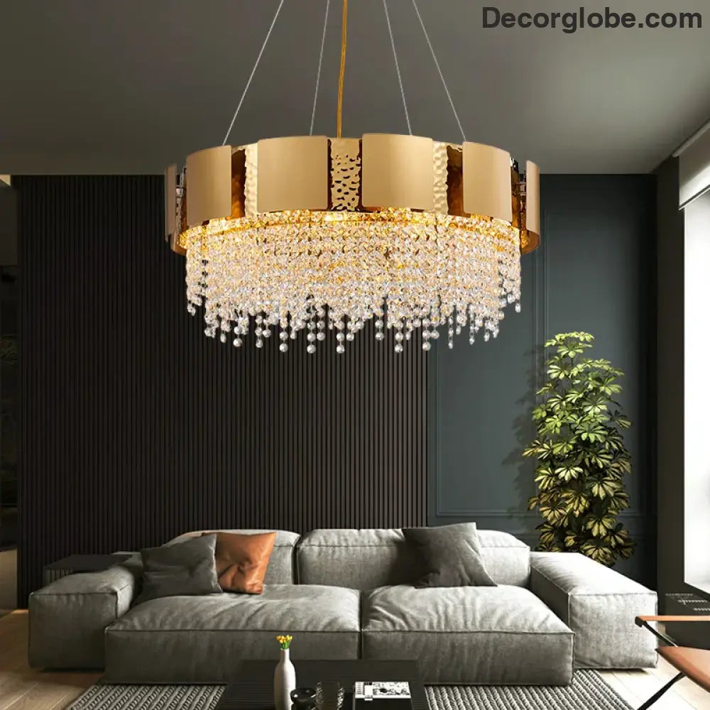 Modern Golden Stainless Steel Chandelier - Elegance for Living and Dining in Villas and Duplex Buildings - DecorGlobe