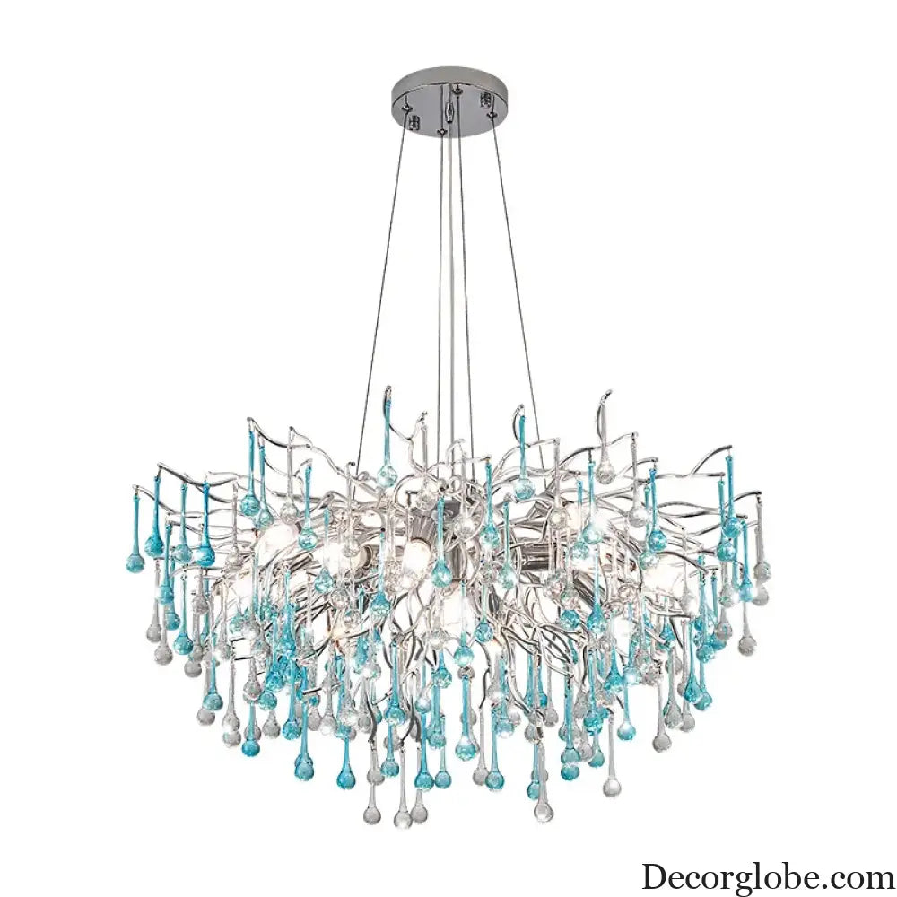 Modern LED Blue Water Droplets Ceiling Chandelier - Luxury Elegance for Villas and Living Spaces - DecorGlobe