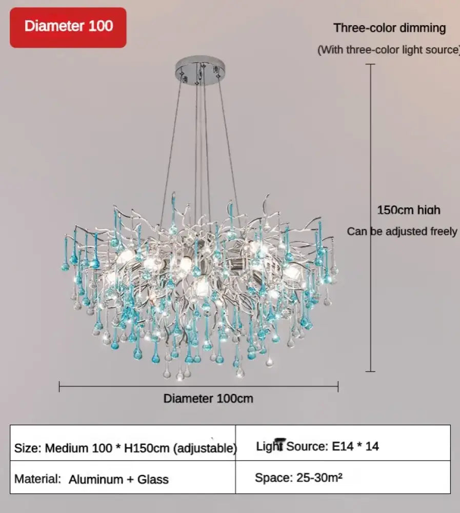 Modern LED Blue Water Droplets Ceiling Chandelier - Luxury Elegance for Villas and Living Spaces - DecorGlobe