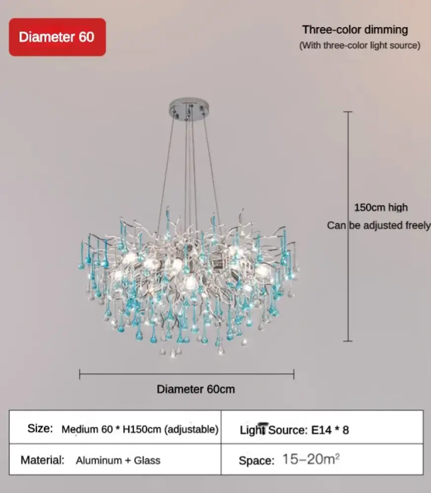 Modern LED Blue Water Droplets Ceiling Chandelier - Luxury Elegance for Villas and Living Spaces - DecorGlobe