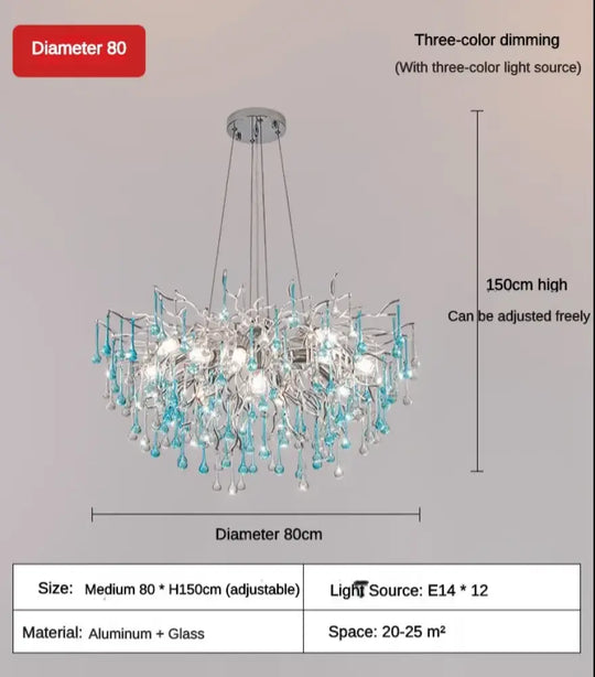 Modern LED Blue Water Droplets Ceiling Chandelier - Luxury Elegance for Villas and Living Spaces - DecorGlobe