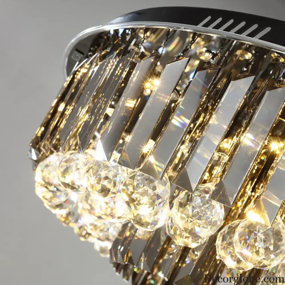 Modern LED Crystal Ceiling Chandelier - Creative Home Decor Lamp in Round Luxury Design (Black, Gold, Silver) - DecorGlobe