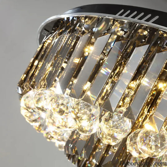 Modern LED Crystal Ceiling Chandelier - Creative Home Decor Lamp in Round Luxury Design (Black, Gold, Silver) - DecorGlobe