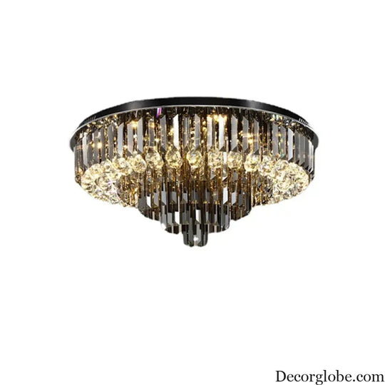 Modern LED Crystal Ceiling Chandelier - Creative Home Decor Lamp in Round Luxury Design (Black, Gold, Silver) - DecorGlobe