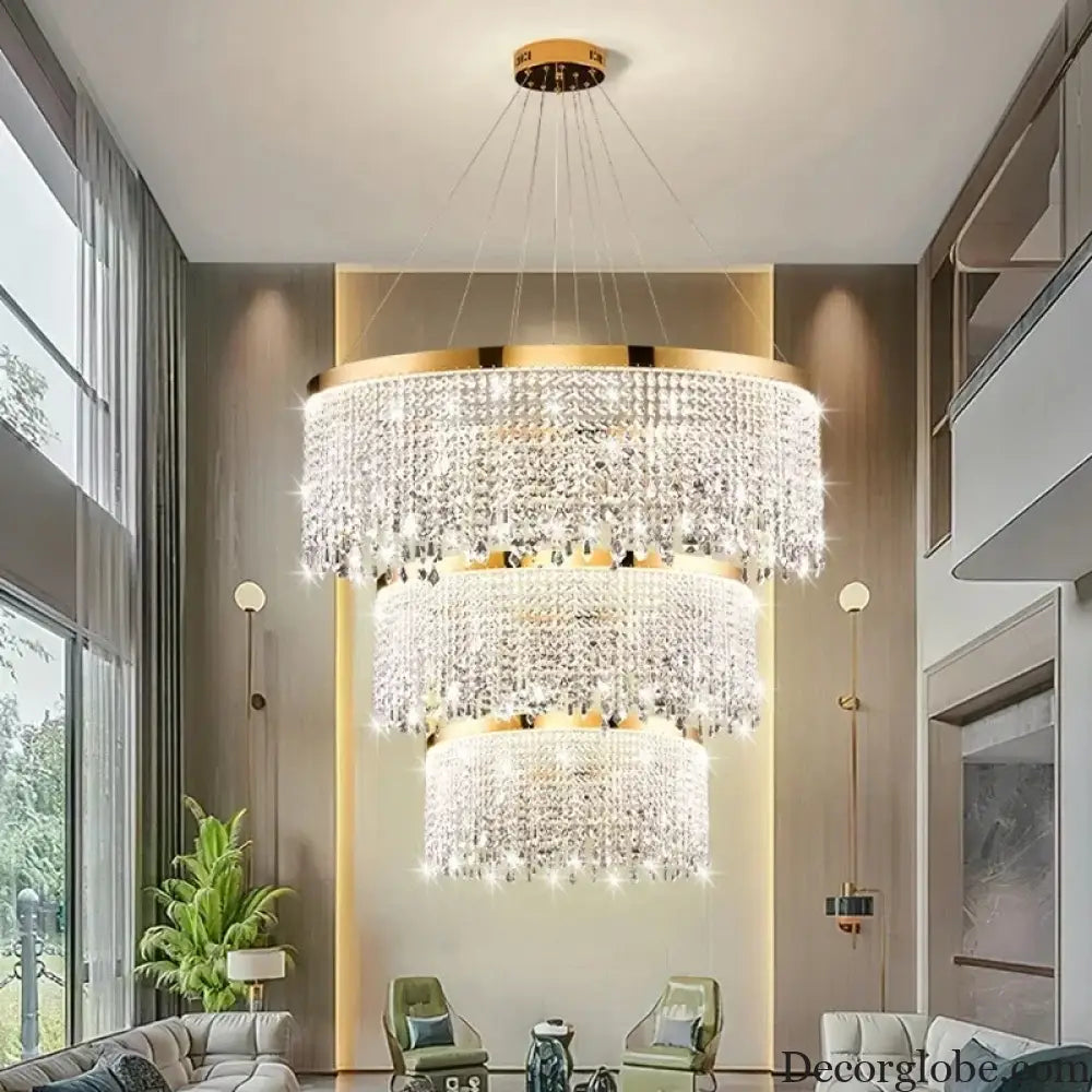 Modern LED Crystal Chandelier - Elegant Lighting Fixture for Living Room, Dining Room, Kitchen, and Home Lighting Decor - DecorGlobe