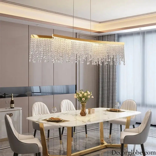 Modern LED Crystal Chandelier - Elegant Lighting Fixture for Living Room, Dining Room, Kitchen, and Home Lighting Decor - DecorGlobe