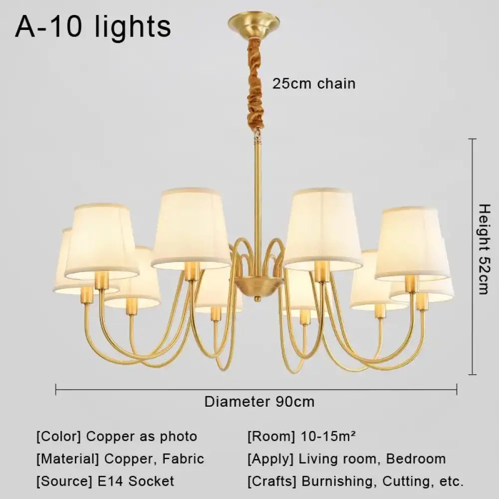 Modern LED Fabric Chandelier Light for Living and Dining Room A 10 lights / Warm White Chandelier
