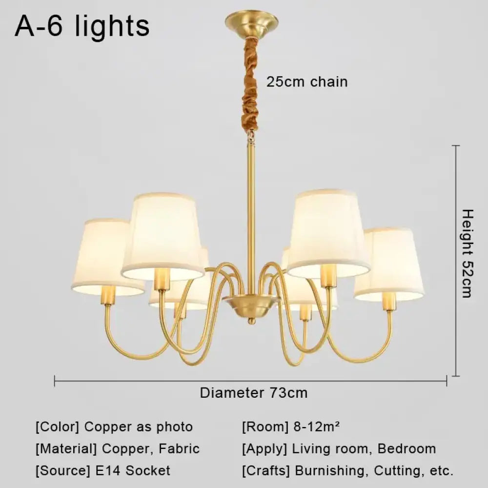 Modern LED Fabric Chandelier Light for Living and Dining Room A 6 lights / Warm White Chandelier