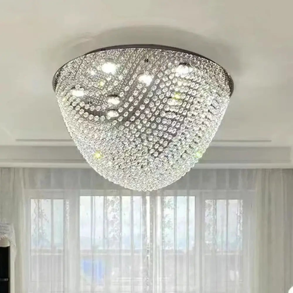Modern LED Half Round Crystal Ceiling Chandelier - Elegant Illumination for Living and Dining Spaces - DecorGlobe