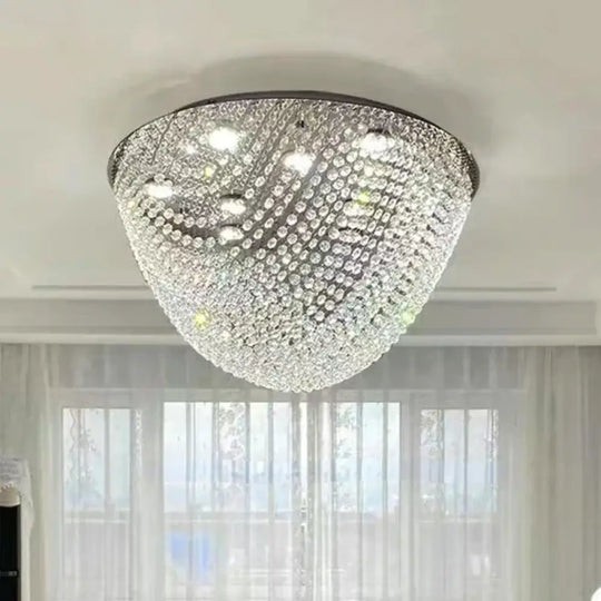 Modern LED Half Round Crystal Ceiling Chandelier - Elegant Illumination for Living and Dining Spaces - DecorGlobe