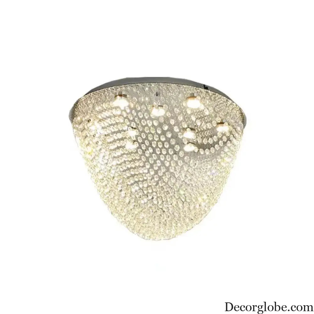 Modern LED Half Round Crystal Ceiling Chandelier - Elegant Illumination for Living and Dining Spaces - DecorGlobe