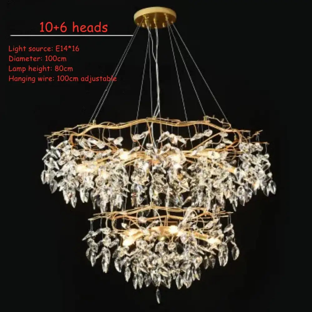 Modern LED Leaf Crystal Ceiling Chandeliers - Elegance for Living, Dining, and Bedrooms - DecorGlobe