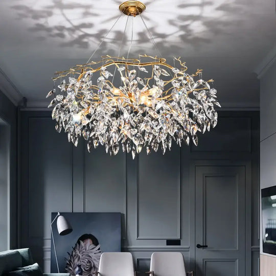 Modern LED Leaf Crystal Ceiling Chandeliers - Elegance for Living, Dining, and Bedrooms - DecorGlobe