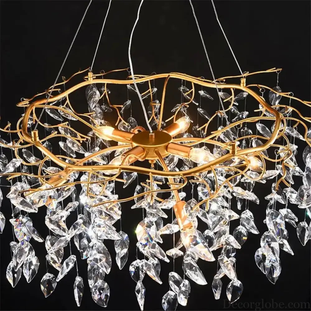 Modern LED Leaf Crystal Ceiling Chandeliers - Elegance for Living, Dining, and Bedrooms - DecorGlobe