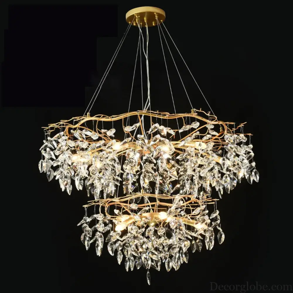 Modern LED Leaf Crystal Ceiling Chandeliers - Elegance for Living, Dining, and Bedrooms - DecorGlobe