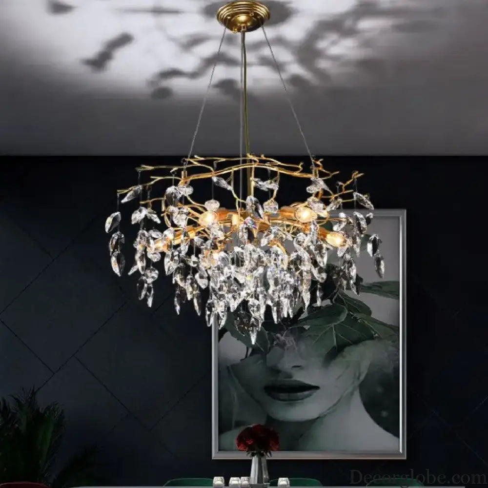 Modern LED Leaf Crystal Ceiling Chandeliers - Elegance for Living, Dining, and Bedrooms - DecorGlobe
