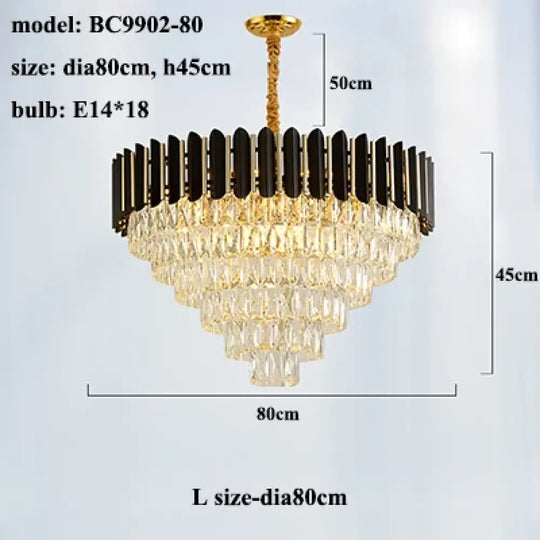 Modern LED Luxury Black Gold Crystal Chandeliers - Elegant Indoor Lighting Fixture for Living and Dining Rooms - DecorGlobe