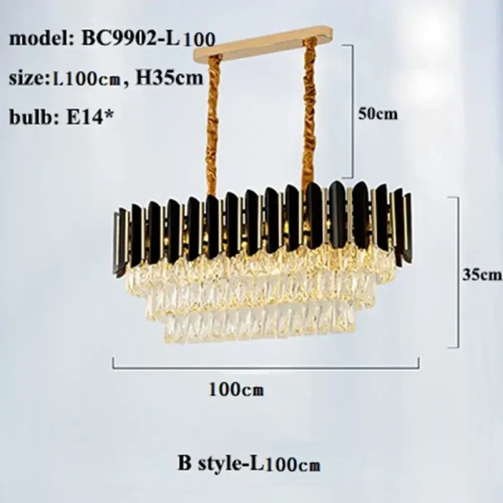 Modern LED Luxury Black Gold Crystal Chandeliers - Elegant Indoor Lighting Fixture for Living and Dining Rooms - DecorGlobe