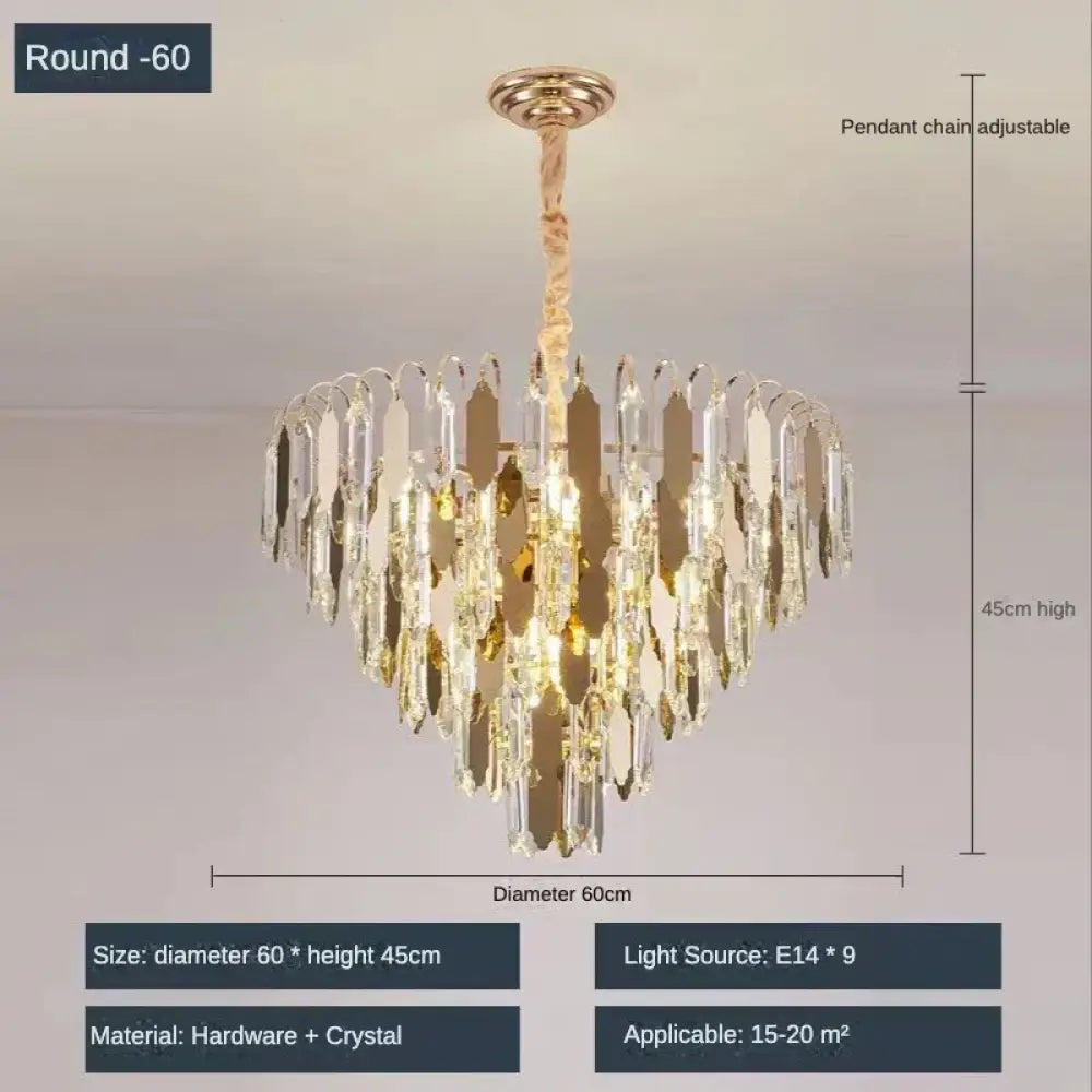 Modern LED Luxury Triangular Multi-Level Crystal Chandelier - Elegant Illumination for Living Rooms, Bedrooms, and Dining Spaces - DecorGlobe