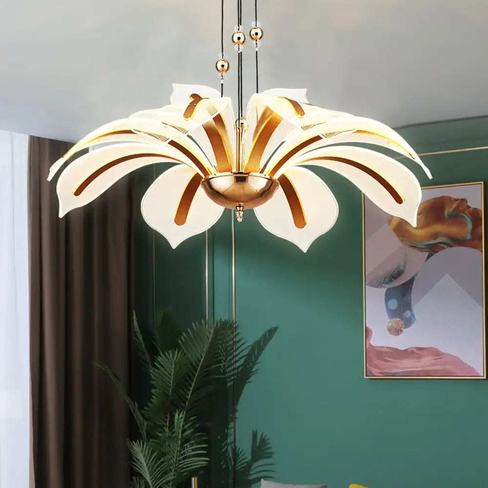 Modern LED Night Primrose Petals Ceiling Chandelier - Minimalist Elegance for Living, Dining, and Bedrooms - DecorGlobe