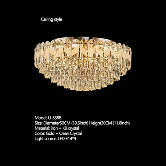 Modern Light Luxury Crystal Chandelier - Gold Finish for Dining and Living Rooms with Free Shipping - DecorGlobe