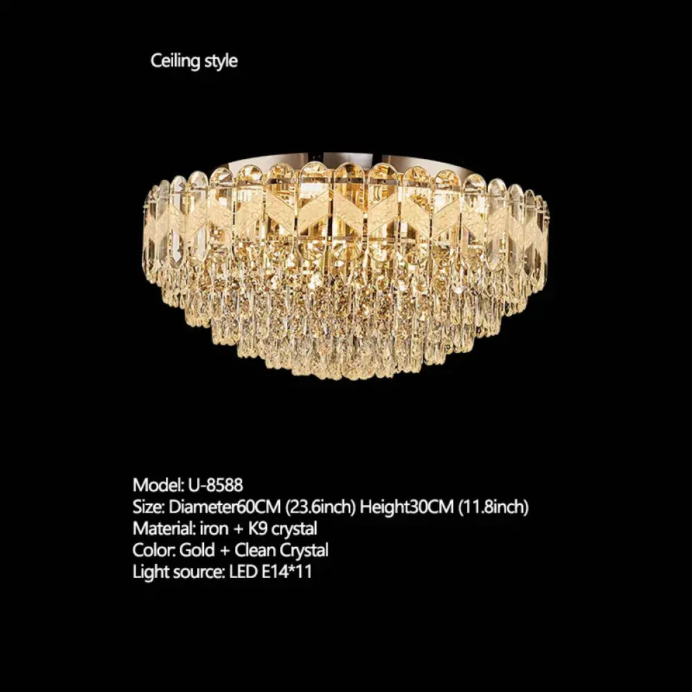 Modern Light Luxury Crystal Chandelier - Gold Finish for Dining and Living Rooms with Free Shipping - DecorGlobe